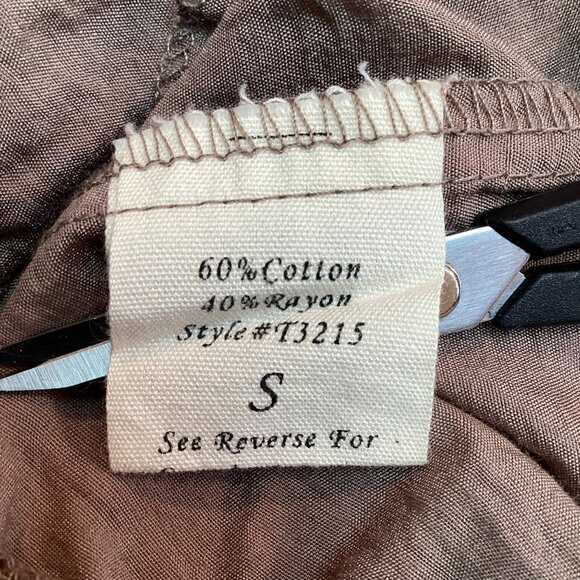 Mine Embroidered Boho Womens Small Top Brown Cotton Rayon Blend - Picture 9 of 10